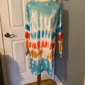 Long Sleeved Tie Dye Tee Shirt Dress